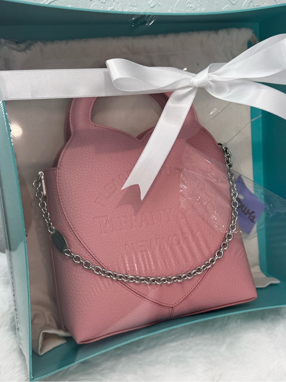 Tiffany & Co. Pink Heart Leather Crossbody Bag